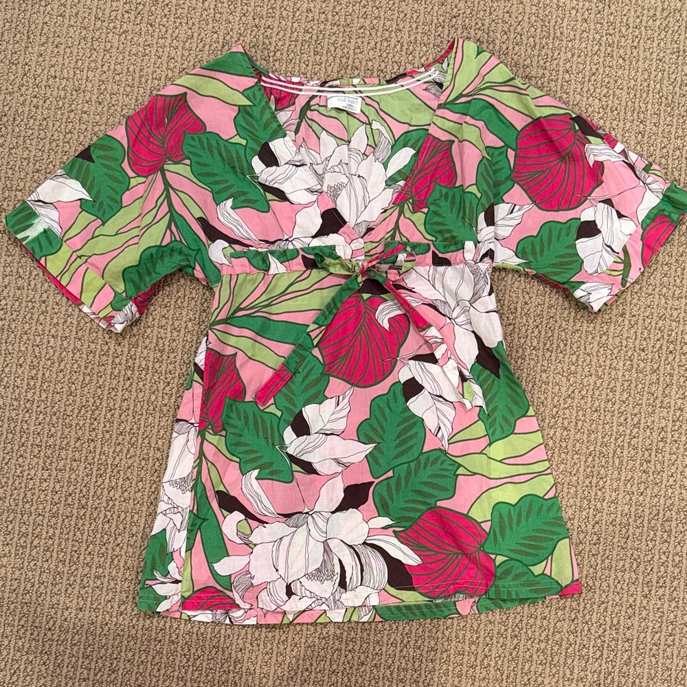 Old Navy Floral Swim Coverup - Pink, Green, White